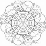 Coloring Steampunk Pages Mandala Gears Drawing Printable Adult sketch template