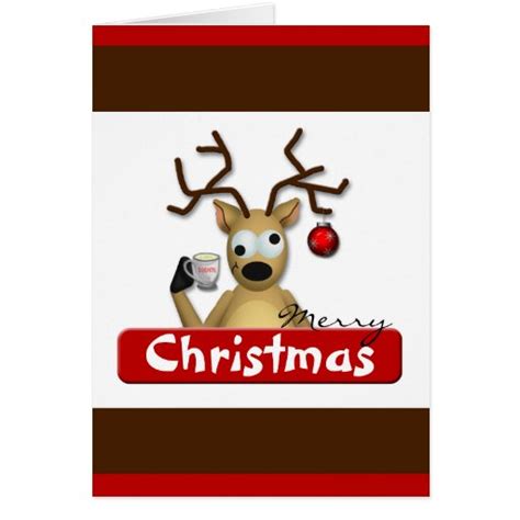 Funny Tipsy Reindeer Christmas Greeting Card Zazzle