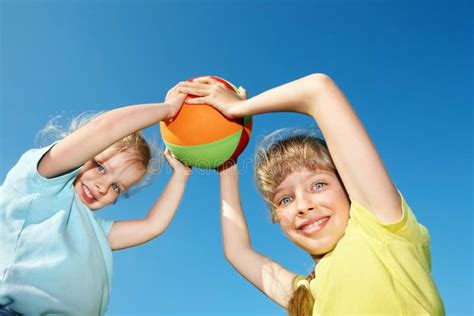 children playing  ball stock photo image  love happiness