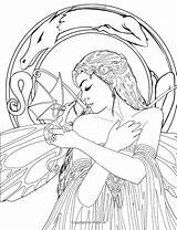 Fairies Adults Selina Getcolorings Jugendstil Fenech Source Mystical Mythical Gogetglam sketch template