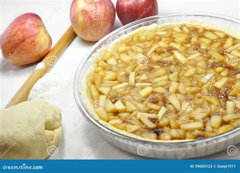 apple pie preparation stock image image  cinnamonsticks