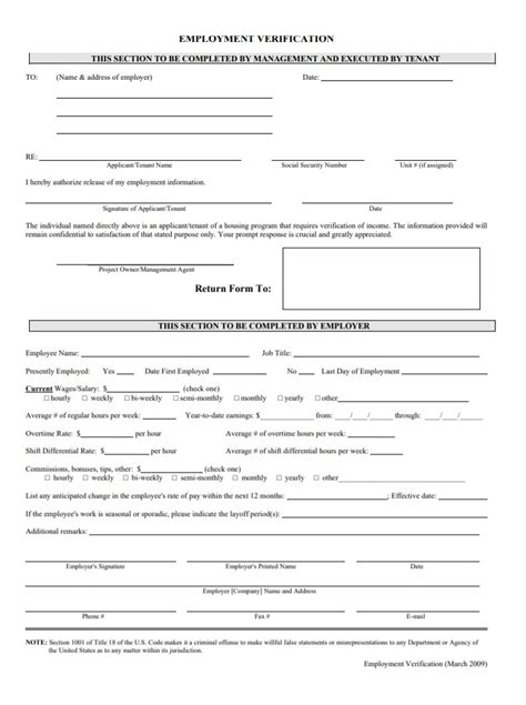 sample employment verification form  word templates
