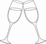 Champagne Clip Glass Glasses Wine Clipart Wedding Toasting Line Cliparts Outline Sweetclipart Template Bottle Library Pages Add Coloring Collection Stencils sketch template