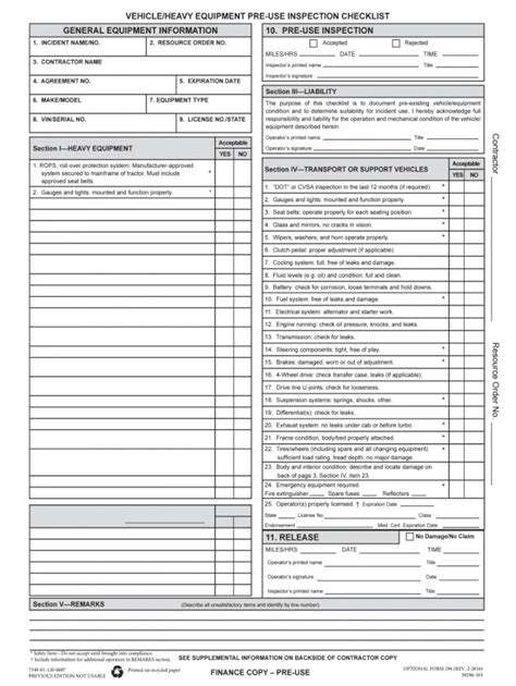 browse  sample  equipment inspection checklist template