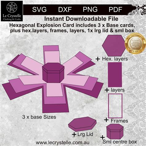 svg explosion box hexagoncut fileexploding card templatesvg etsy uk