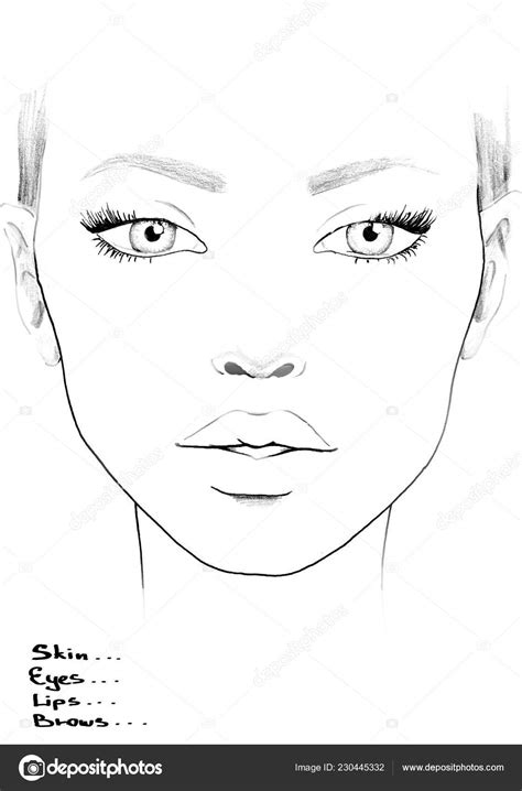 face chart makeup artist blank beautiful woman portrait face chart