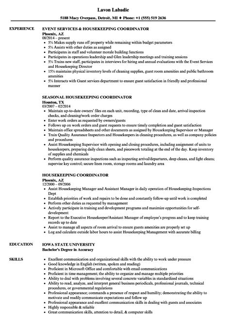 resumes  housekeeping position mryn ism