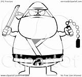 Weapons Ninja Man Cartoon Chubby Clipart Cory Thoman Outlined Coloring Vector 2021 sketch template