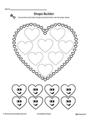 geometric shape builder worksheet heart printable worksheets