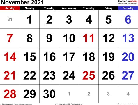 november calendar printable  letter templates