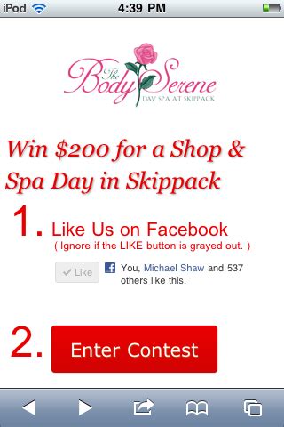 body serene day spa facebook contest page  behance