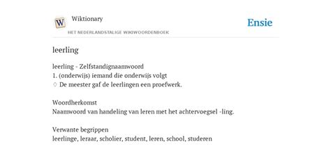 leerling de betekenis volgens nederlandstalige wikiwoordenboek