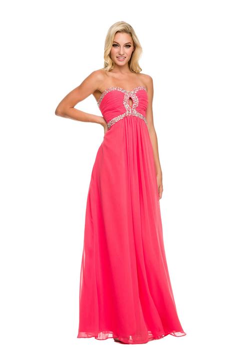 sweetheart open cleavage gem embelished flowing prom dress ruching sexy