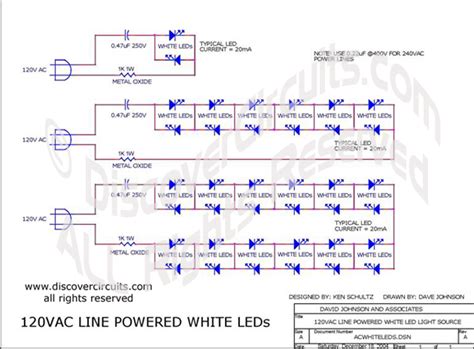 hobby circuit ac  powered led strings circuit designed  ken schultz