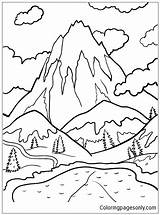 Lake Mountains Pages Coloring Color Printable Coloringpagesonly sketch template