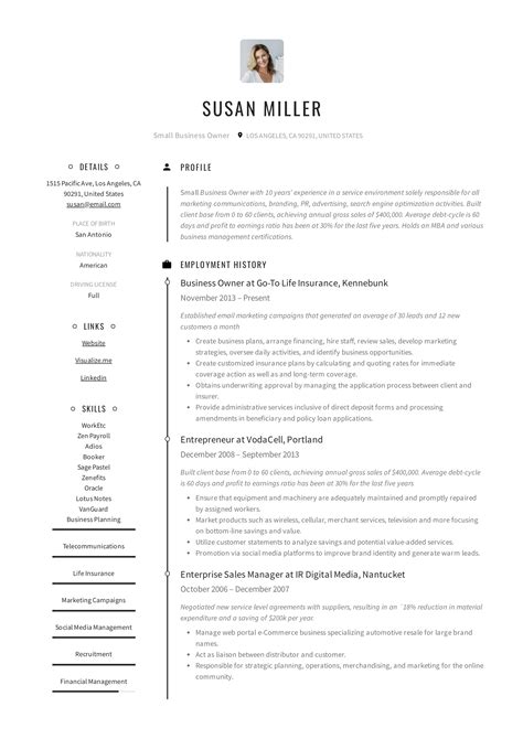 small business owner resume guide  examples