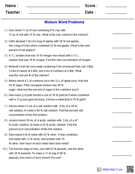 algebra  worksheets equations worksheets word problems word