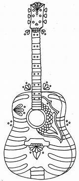 Coloring Guitar Pages Music Colouring Patterns Printable sketch template