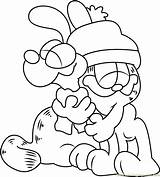Coloring Pages Hug Sheet Odie Garfield Template sketch template