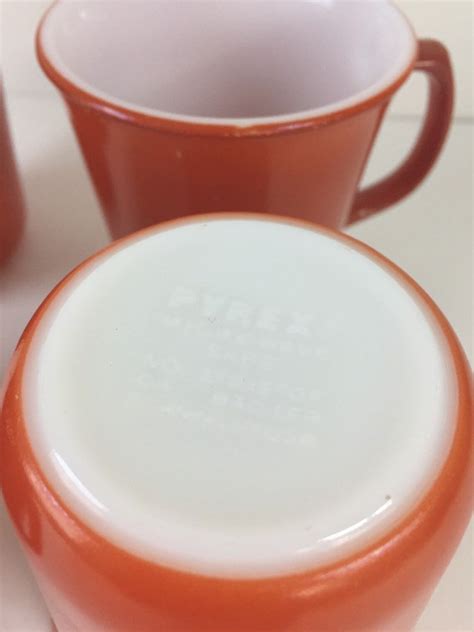 vintage pyrex coffee mugs orange milk glass pyrex coffee etsy