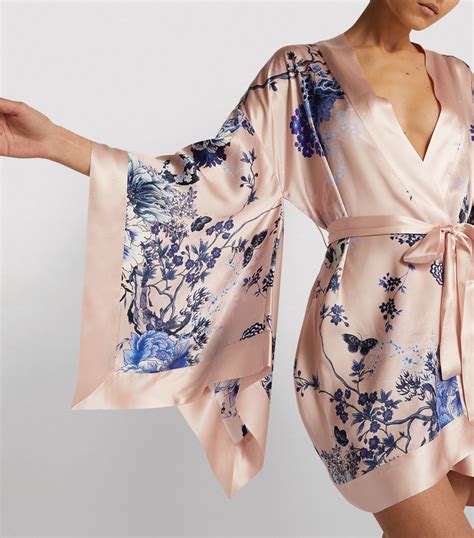 womens  pink silk floral short kimono harrods uk