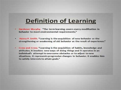 learning definition concept process chracterstics