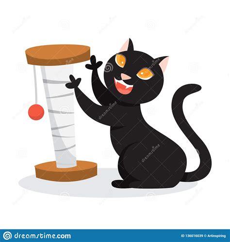 cute funny cat playing   toy stock vector illustration  foot