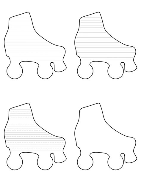 printable roller skates shaped writing templates