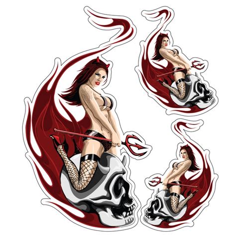 skull ride pin up girl decal lethal threat
