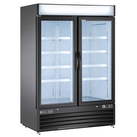 maxx cold   double glass door merchandiser freezer automatic defrost cycle reach