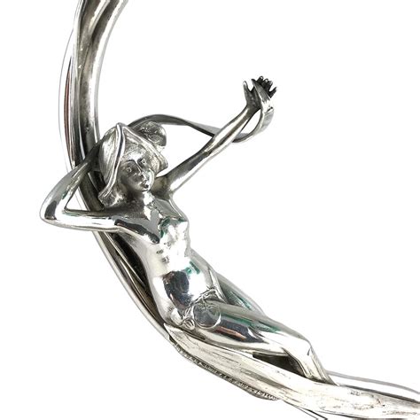 Art Nouveau Silver Plated Pewter Maiden Double Lamp By Moritz Hacker