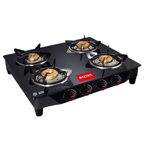 buy baltra glimmer glass top gas stove  brass burner manual ignition black isi certified