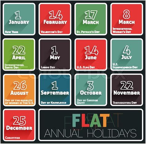 flat holidays calendar stock vector colourbox