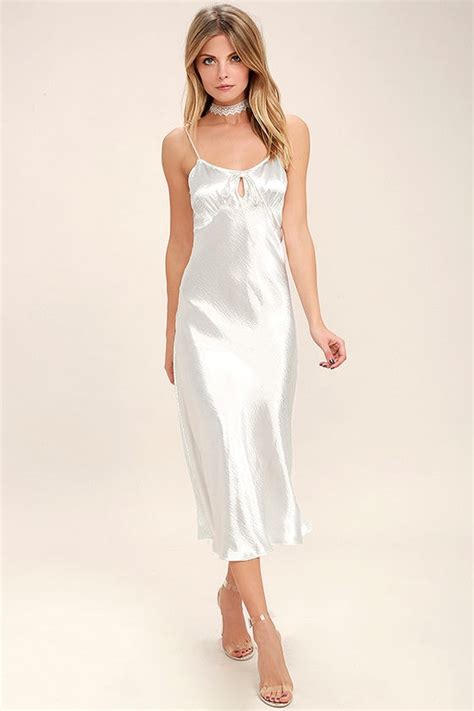 lovely white dress midi dress slip dress satin slip dress