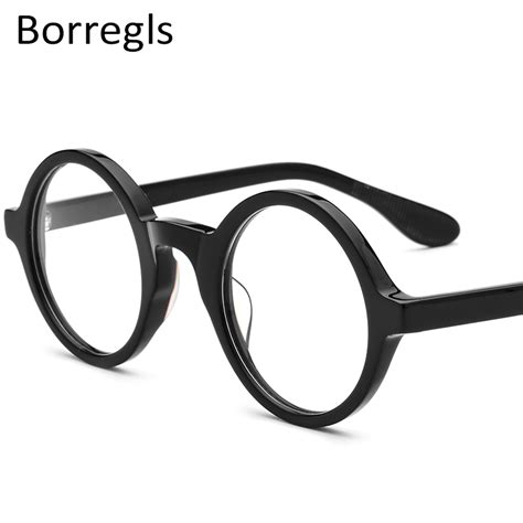 borregls acetate optical glasses frame men vintage round prescription