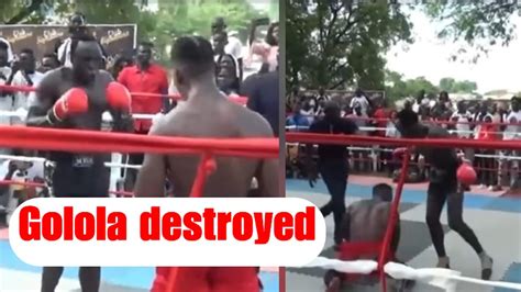 golola destroyed  juba  majok kick boxing match youtube