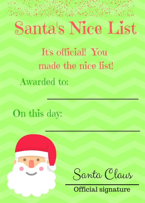 nice  naughty list   printables  santa