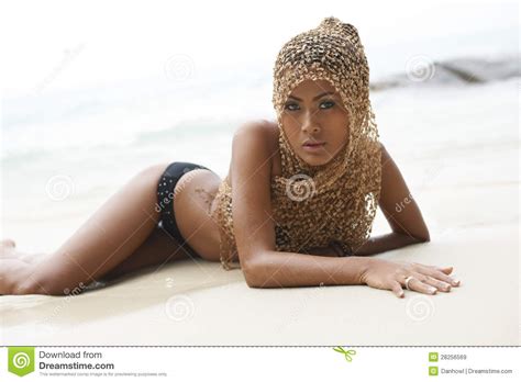 het thaise model van de bikini stock afbeelding