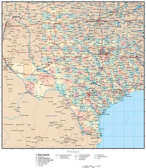 texas adobe illustrator map  counties cities county seats major roads