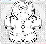 Zombie Clipart Mascot Gingerbread Depressed Outlined Coloring Cartoon Vector Cory Thoman sketch template