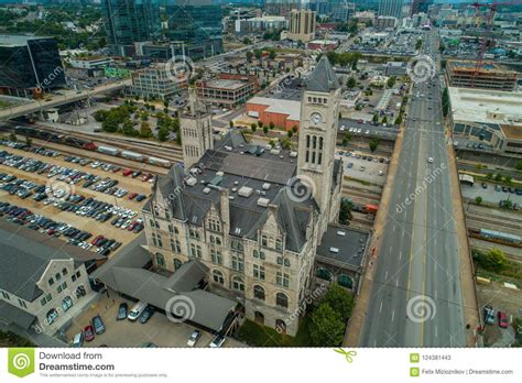 aerial drone image union station hotel nashville autograph collection editorial stock photo