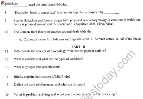 cbse class  psychology sample paper set  solved