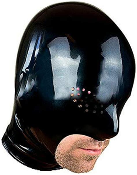 Latex Hood Open Mesh Eyes Exposed Mouth And Chin Back Zipper Rubber
