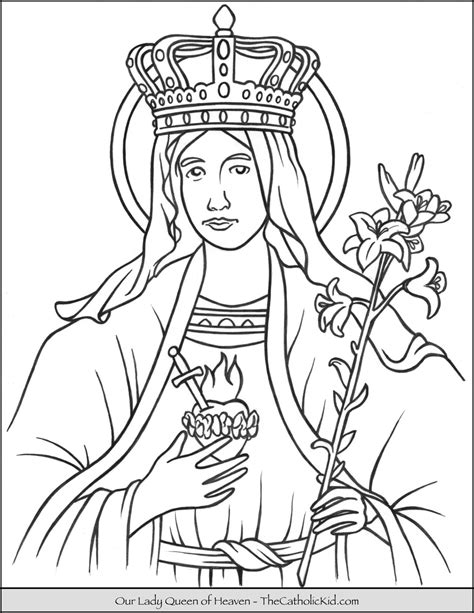 lady queen  heaven coloring page thecatholickidcom