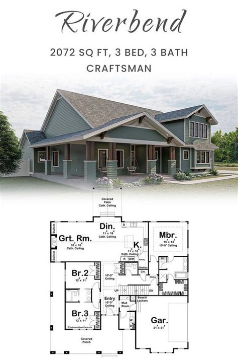 craftsman style ranch house plan riverbend   ranch house plan house plans craftsman