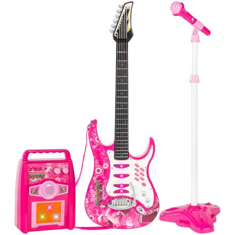 pink kids electric guitar set mp player microphone  amp common sense  money