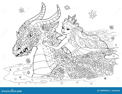 el dragon  la princesa ilustracion del vector ilustracion de fuego