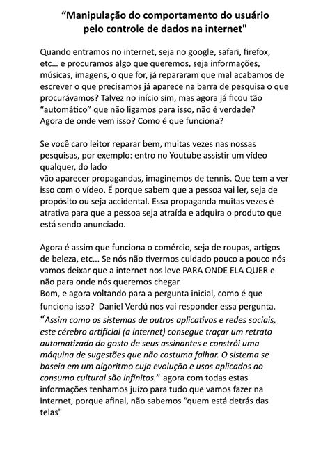 Exemplo De Texto Dissertativo Português