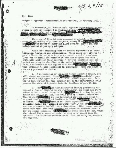 Declassified Document On Brainwashing And Hypnosis