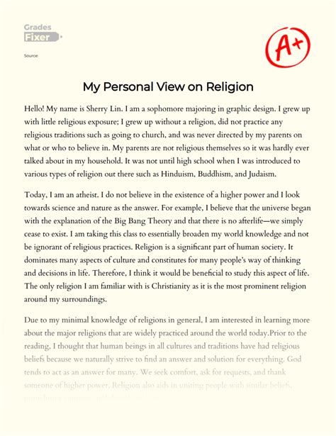 personal view  religion essay   words gradesfixer